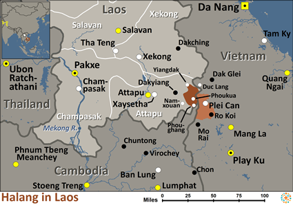 Map of Halang in Laos