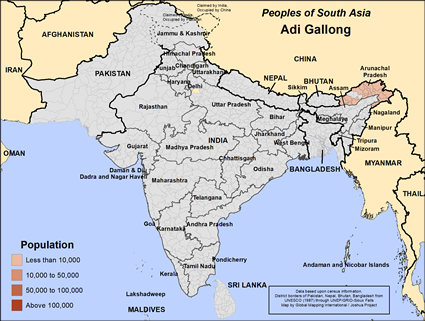 Map of Adi Gallong in India