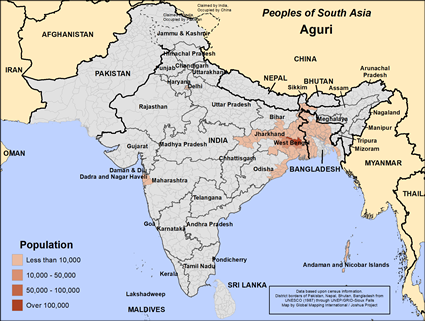 Map of Aguri in India