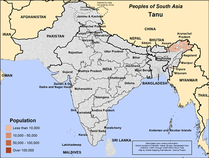 Map of Tanu in India