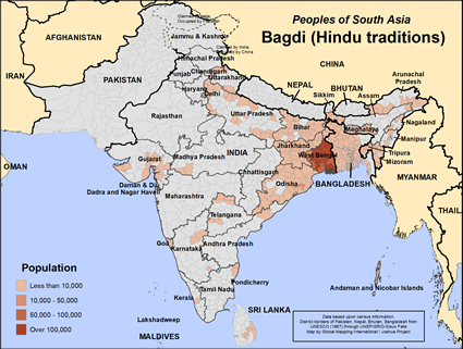 Map of Bagdi (Hindu traditions) in Bangladesh