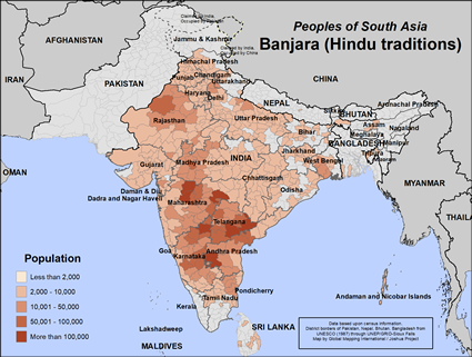 Map of Banjara (Hindu traditions) in India
