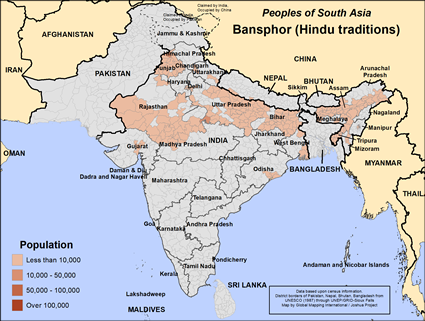 Map of Bansphor (Hindu traditions) in India