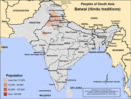 Map of Batwal (Hindu traditions) in India