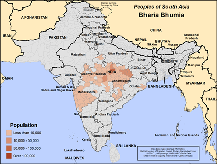 Map of Bharia Bhumia in India