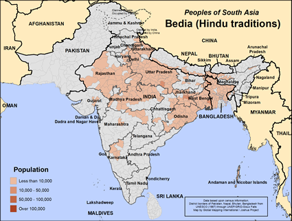 Map of Bedia (Hindu traditions) in Bangladesh