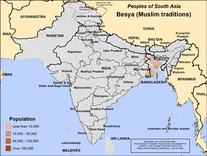 Map of Besya (Muslim traditions) in Bangladesh