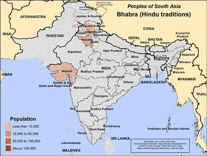 Map of Bhabra (Hindu traditions) in India