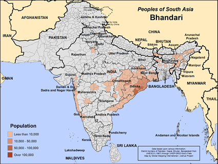 Map of Bhandari in India