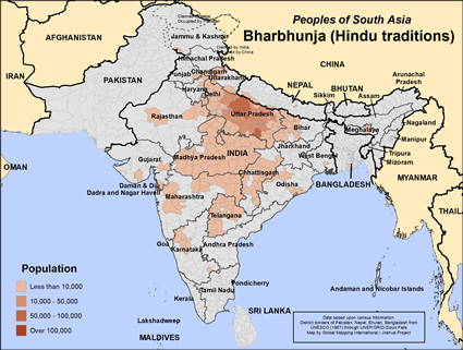 Map of Bharbhunja (Hindu traditions) in India