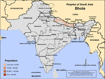 Map of Bhote in Nepal