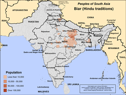 Map of Biar (Hindu traditions) in India