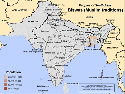 Map of Biswas (Muslim traditions) in Bangladesh