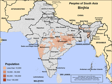 Map of Binjhia in Bangladesh