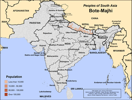 Map of Bote-Majhi in Nepal