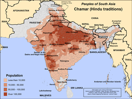 Map of Chamar (Hindu traditions) in Pakistan