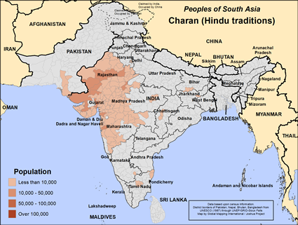 Map of Charan (Hindu traditions) in India