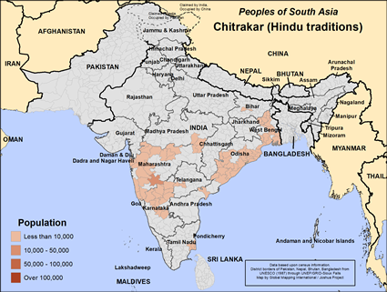 Map of Chitrakar (Hindu traditions) in India