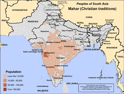 Map of Mahar (Christian traditions) in India