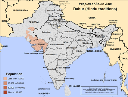 Map of Dahur (Hindu traditions) in India