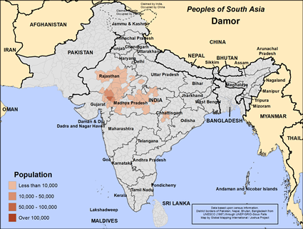 Map of Damor in India