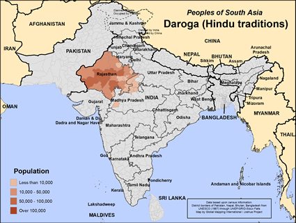 Map of Daroga (Hindu traditions) in India