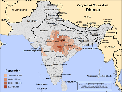 Map of Dhimar in India