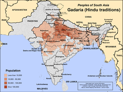 Map of Gadaria (Hindu traditions) in Bangladesh