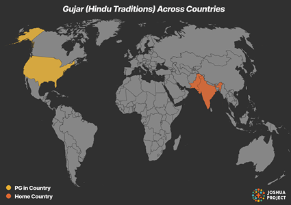 Map of Gujar (Hindu traditions) in India