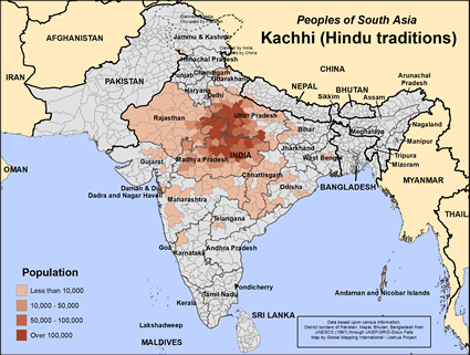 Map of Kachhi (Hindu traditions) in India