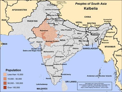 Map of Kalbelia in India