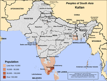 Map of Kallan in Sri Lanka