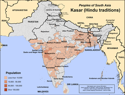 Map of Kasar (Hindu traditions) in Bangladesh