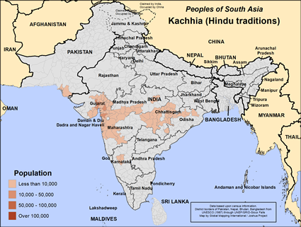 Map of Kachhia (Hindu traditions) in Pakistan