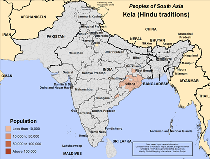 Map of Kela (Hindu traditions) in India