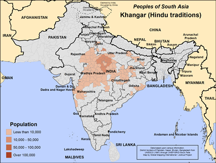 Map of Khangar (Hindu traditions) in India