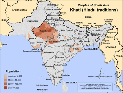 Map of Khati (Hindu traditions) in Pakistan