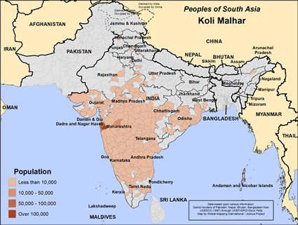Map of Koli Malhar in India