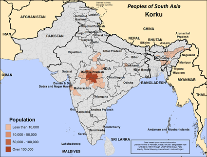 Map of Korku in Bangladesh