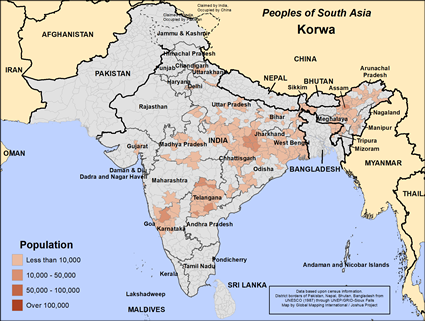Map of Korwa in Bangladesh