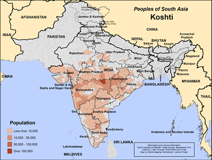 Map of Koshti in India