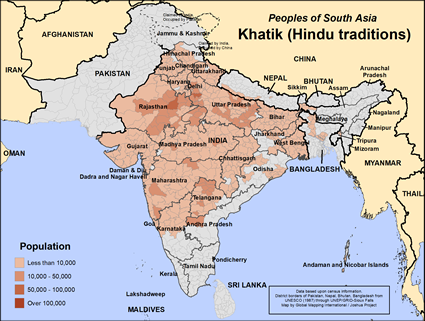 Map of Khatik (Hindu traditions) in Pakistan