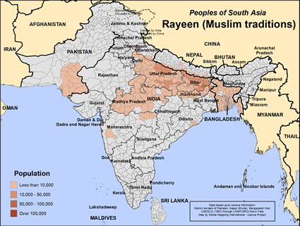 Map of Rayeen (Muslim traditions) in Nepal