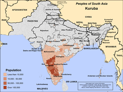 Map of Kuruba in India