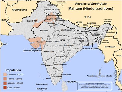 Map of Mahtam (Hindu traditions) in Pakistan