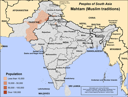 Map of Mahtam (Muslim traditions) in Pakistan