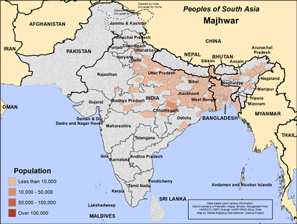 Map of Majhwar in Bangladesh