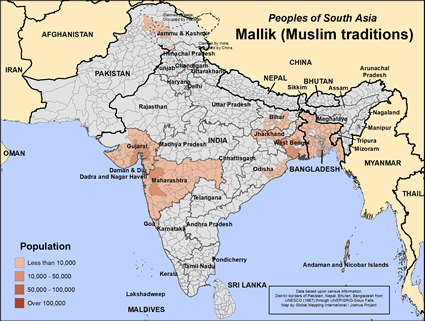 Map of Mallik (Muslim traditions) in Bangladesh