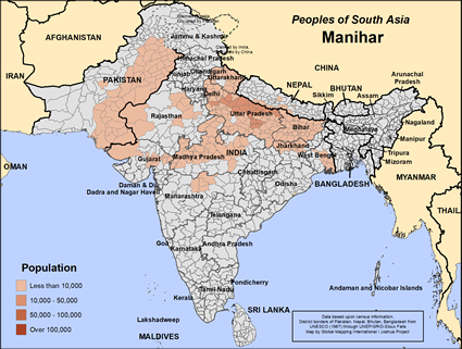 Map of Manihar in Pakistan