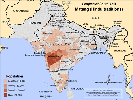 Map of Matang (Hindu traditions) in India